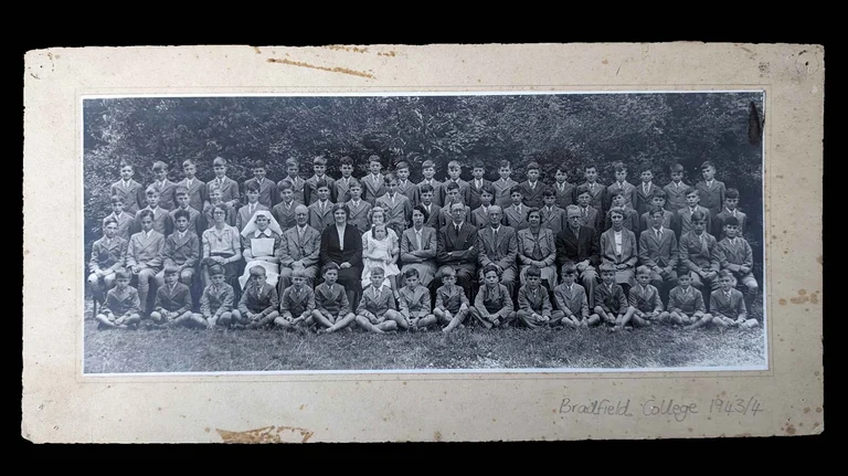 school group photo in black and white