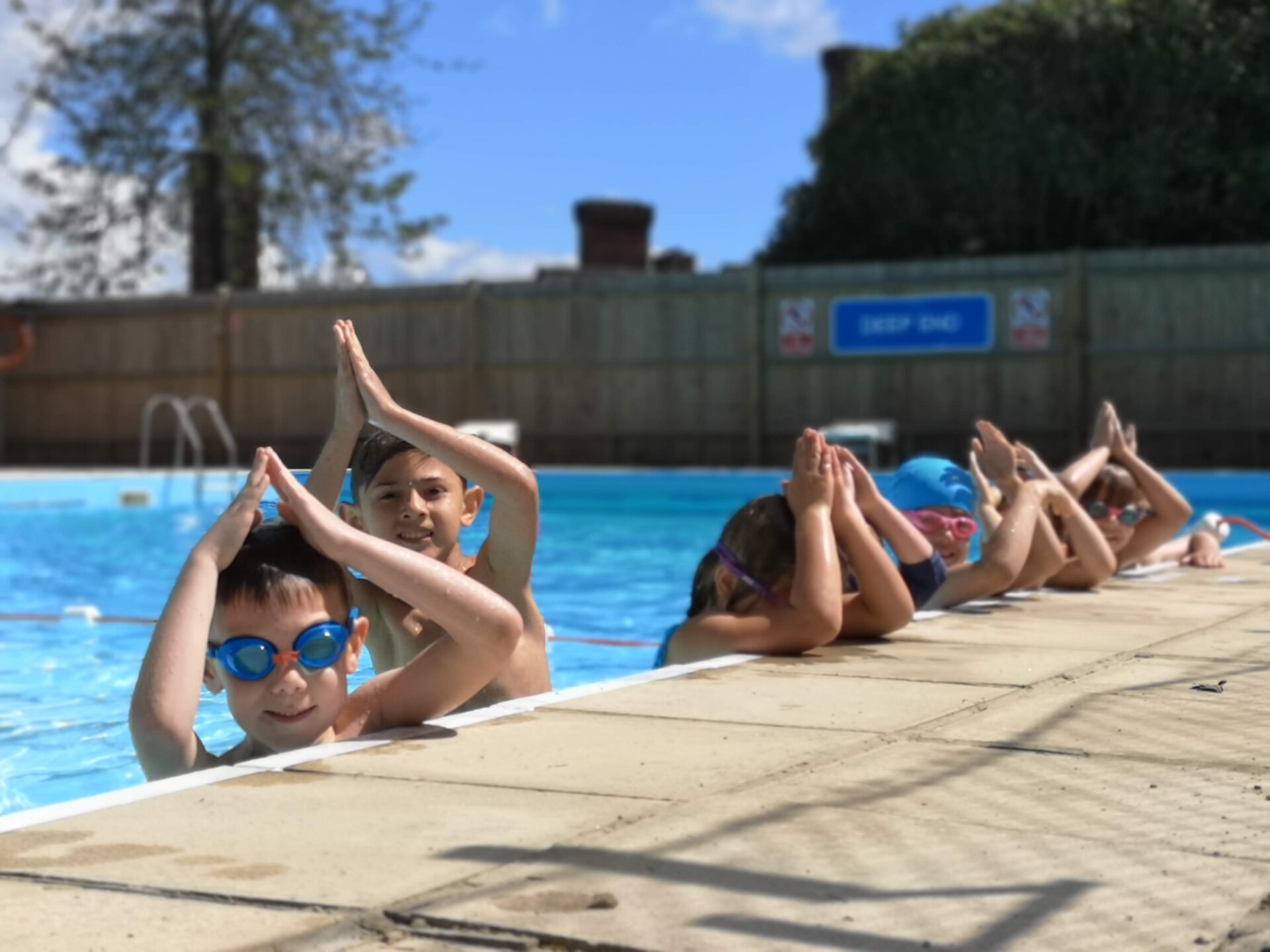 students in the swimming pool