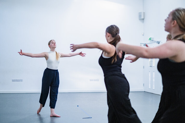 students during dance class
